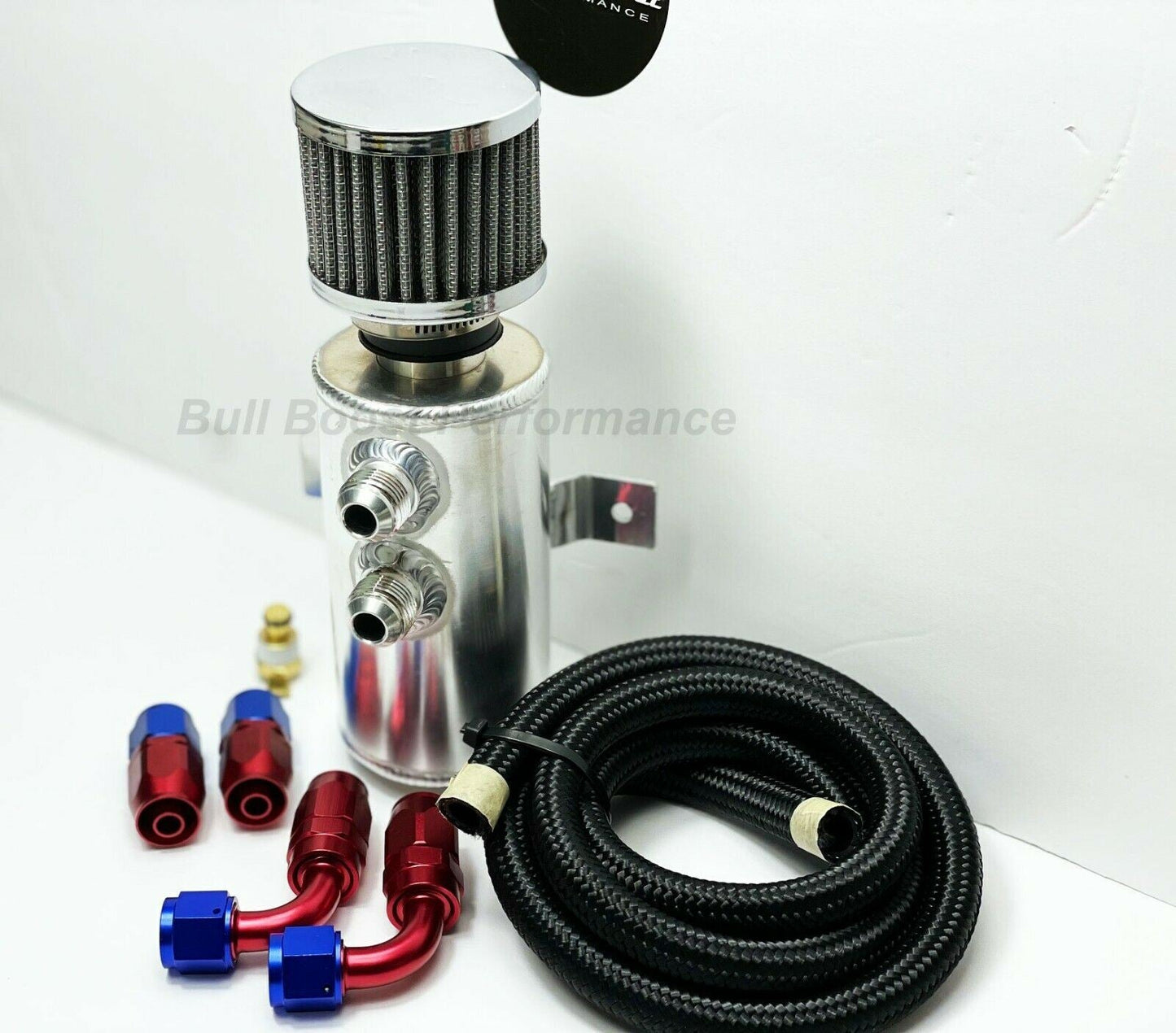 AN10 Universal Filtered Performance Oil Catch Can 2 Port -10AN SILVER
