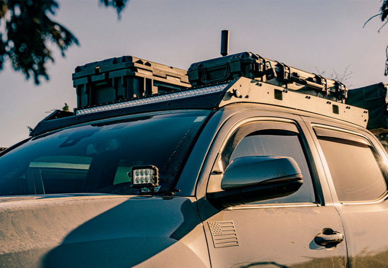 Cali Raised LED Cali Raised 05-23 Toyota Tacoma Premium Roof Rack - 42 In White Dual Row Spotam/Led Light Bar - B CR2869
