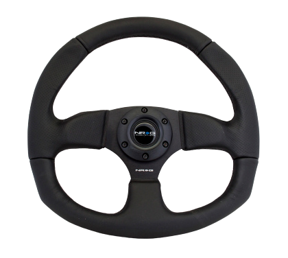 NRG Reinforced Steering Wheel (320mm Horizontal / 330mm Vertical) Leather w/Red Stitching