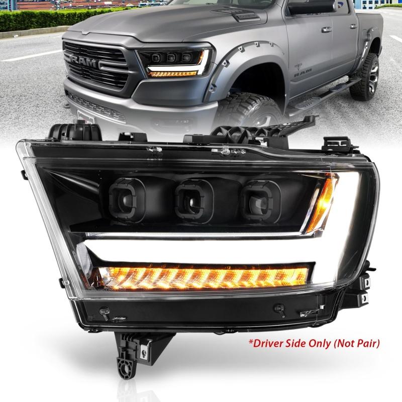 ANZO 2019-2020 Dodge Ram 1500 LED Projector Headlights Plank Style w/ Sequential Black (Driver) 111494-L