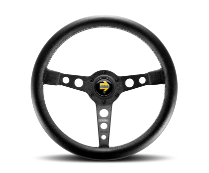 Momo Prototipo Steering Wheel 350 mm - Black Leather/Wht Stitch/Black Spokes