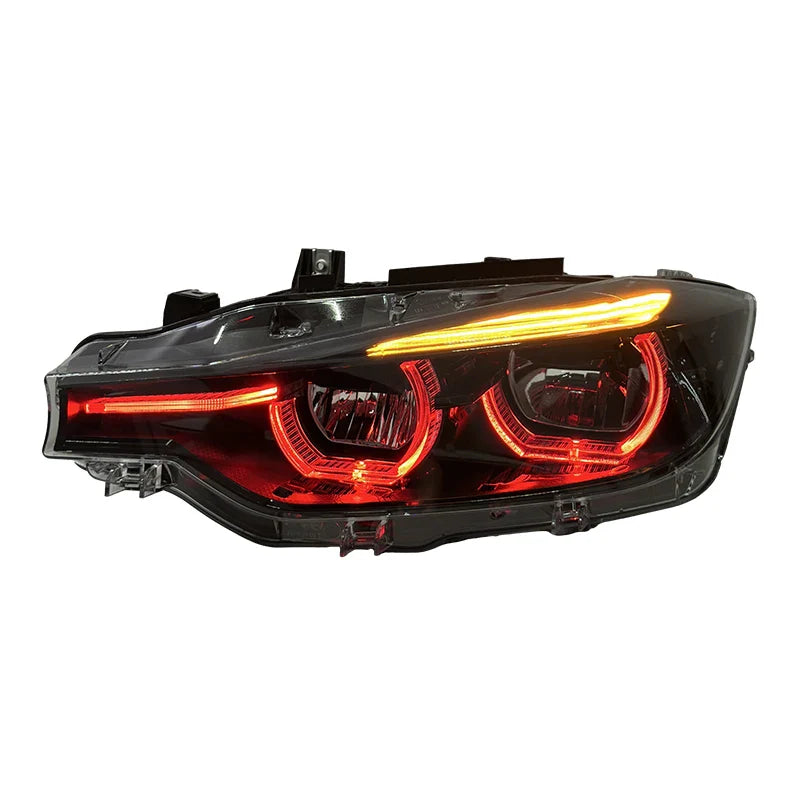 BMW 3 Series F30 / F31 / F35 V3 Smoked Triple-Color LED Headlight Assembly (White / Yellow / Red DRL) 2012 - 2018 (Replaces 63117314531)