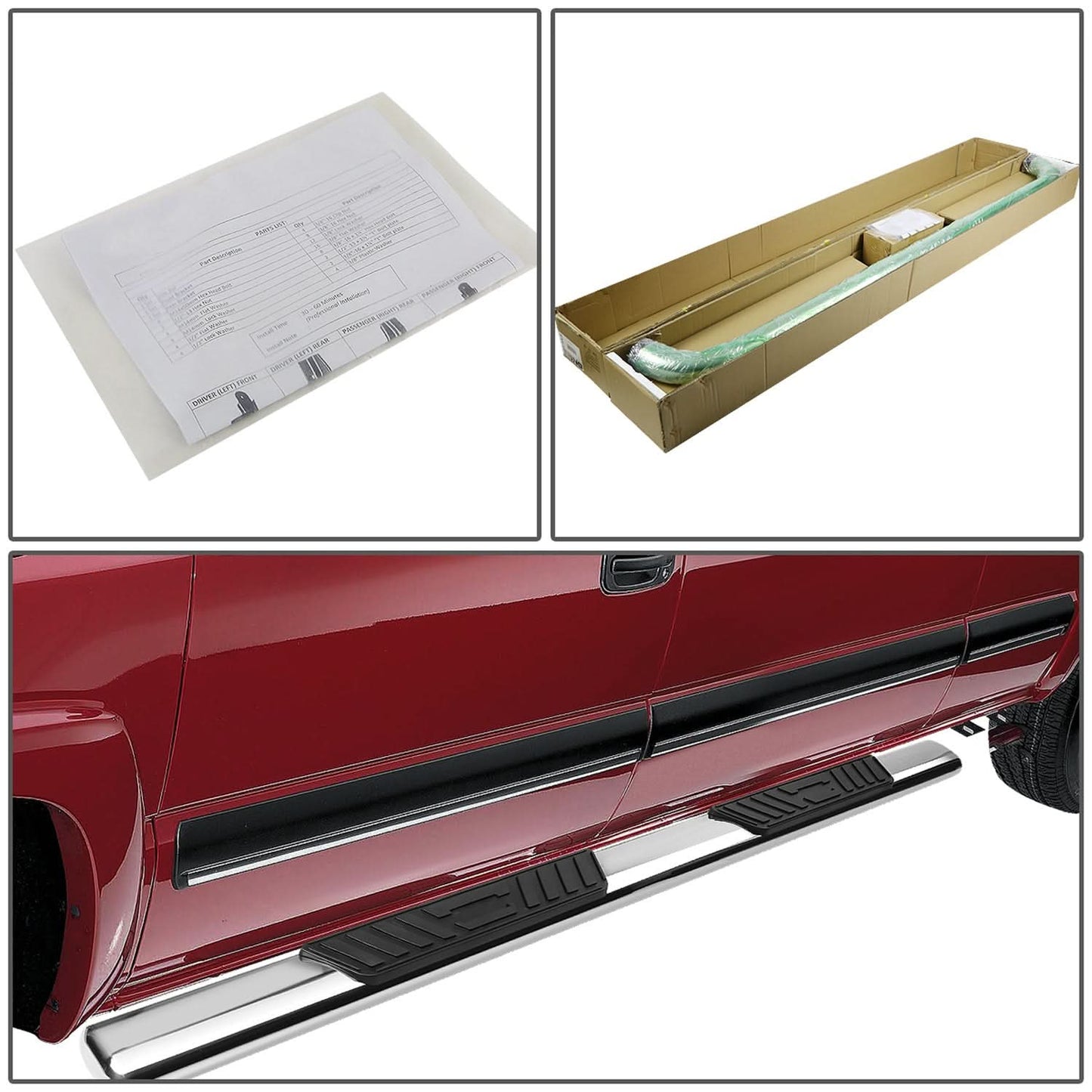 99-16 Chevy Silverado GMC Sierra 5" Oval Nerf Bar Step Bar Silver