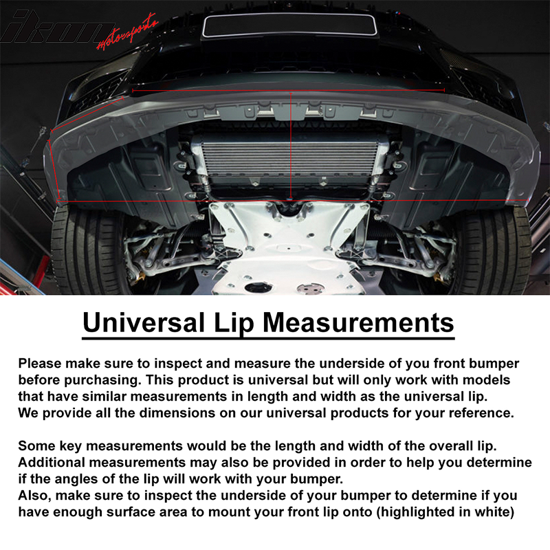 Universal 100in Foam Front Bumper Lip Splitter Spoiler Valance Chin