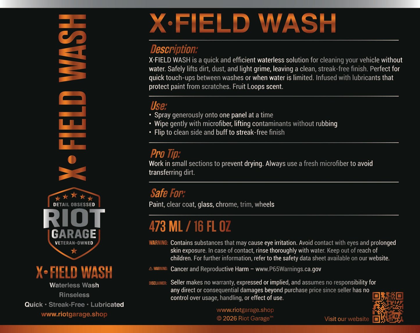 X·FIELD WASH - Rinse Less Wash