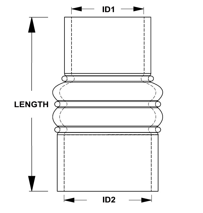 HPS Performance Products HPS 2-1/2" - 3-1/2" ID, 6" Length, Silicone Charge Air Cooler CAC Hose Double Hump Reducer Coupler Bellow Hot Side, Ultra High Temp 4-ply Aramid Reinforced, 63mm - 89mm ID