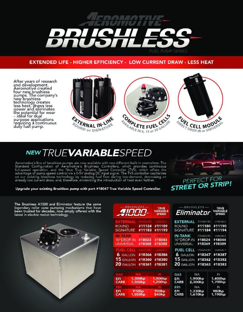 Aeromotive Variable Speed Controlled Fuel Pump - Round - In-line - Brushless A1000 11189