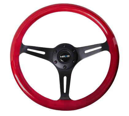 NRG Classic Wood Grain Steering Wheel (350mm) Red Pearl/Flake Paint w/Black 3-Spoke Center