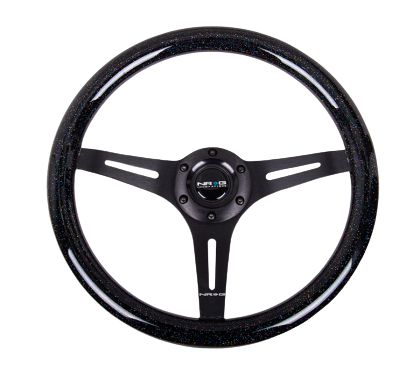 NRG Classic Wood Grain Steering Wheel (310mm) Black Sparkle w/Blk 3-Spoke Center