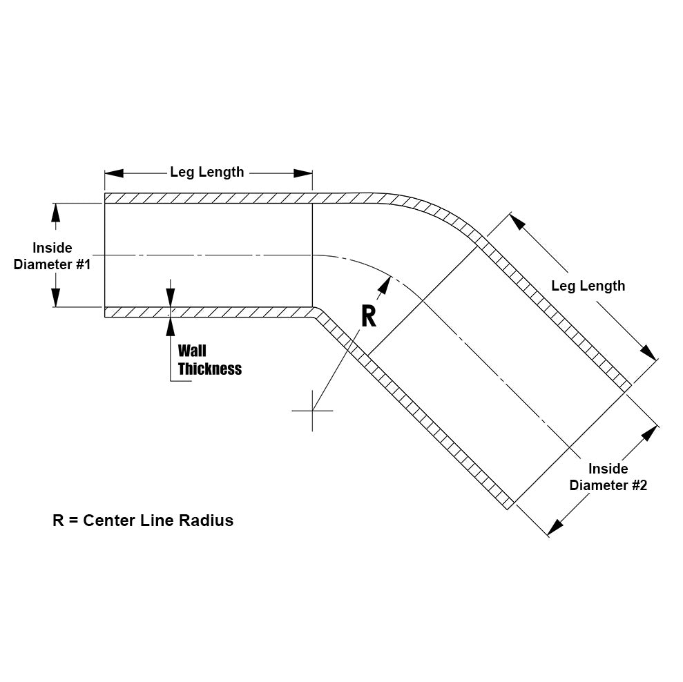 HPS 2-1/2" - 2-3/4" Silicone 45 Degree Elbow Reducer Coupler Hose, High Temp 4-ply Reinforced, 63mm - 70mm ID