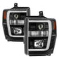 Spyder 08-10 Ford F-250 Projector Headlights V2 - Light Bar DRL LED - Black PRO-YD-FS08V2-LB-BK 5084477