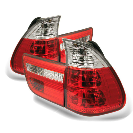 Spyder BMW E53 X5 00-06 4PCS Euro Style Tail Lights- Red Clear ALT-YD-BE5300-RC 5000835