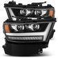 AlphaRex 19-20 Dodge Ram 1500 LUXX LED Proj Headlights Plank Jet Blk w/Activ Light/Seq Signal/DRL 880545 *Discontinued