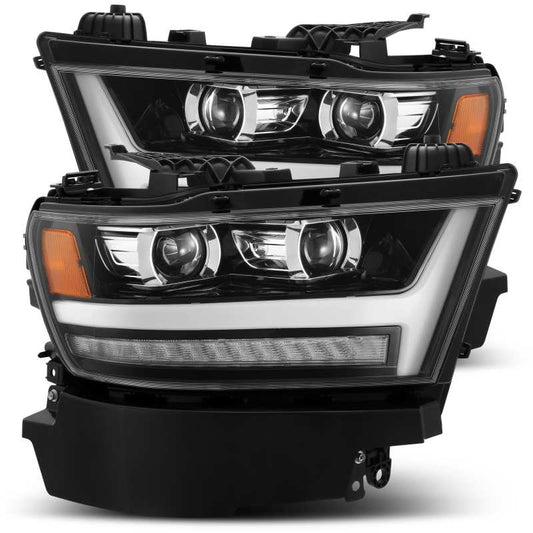 AlphaRex 19-20 Dodge Ram 1500 LUXX LED Proj Headlights Plank Jet Blk w/Activ Light/Seq Signal/DRL 880545 *Discontinued