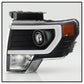 SPYDER xTune Ford F150 Projector Headlights - Light Bar DRL - Black PRO-JH-FF15009-LBDRL-BK 9037252