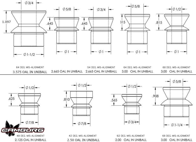 Camburg 1in. x 3/4in. Hi-misalignment Spacers (pair) CAM-040030