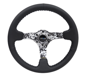 NRG Reinforced Steering Wheel (350mm / 3in. Deep) Blk Suede w/Hydrodipped Digi-Camo Spokes
