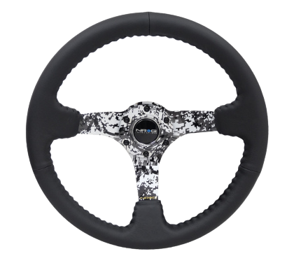 NRG Reinforced Steering Wheel (350mm / 3in. Deep) Blk Suede w/Hydrodipped Digi-Camo Spokes