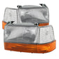 SPYDER Xtune Ford F150/Bronco 92-96 Headlights w/Corner Bumper 6pcs Amber- Clear HD-JH-FB92-SET-OEAM-C 9027338
