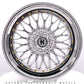 17x8.5 In Platinum Chrome Hayame Performance Wheel Rims Gold Accent