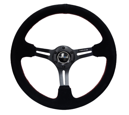 NRG Reinforced Steering Wheel (350mm / 3in. Deep) Black Multi Color Flake Wood w/ Black Matte Center