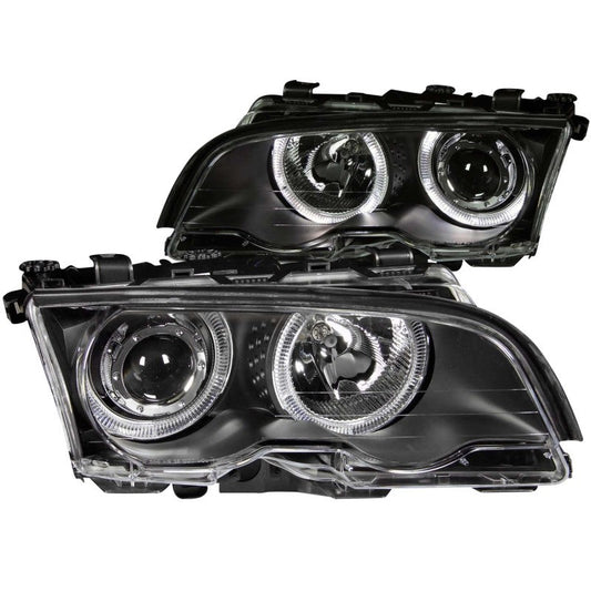 Anzo 1999-2001 BMW 3 Series E46 Projector Headlights w/ Halo Black