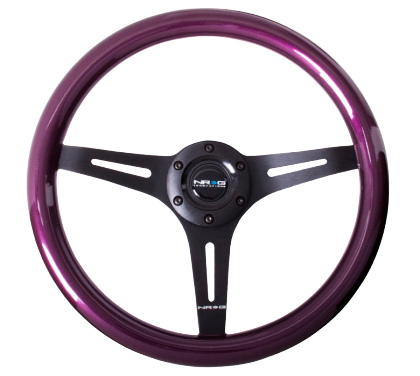 NRG Classic Wood Grain Steering Wheel (350mm) Purple Pearl/Flake Paint w/Black 3-Spoke Center
