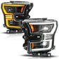 ANZO 15-17 Ford F-150 (Factory Halogen Model ONLY) Full LED Proj Headlights  Init/SeqSig Black- Pair 111630A