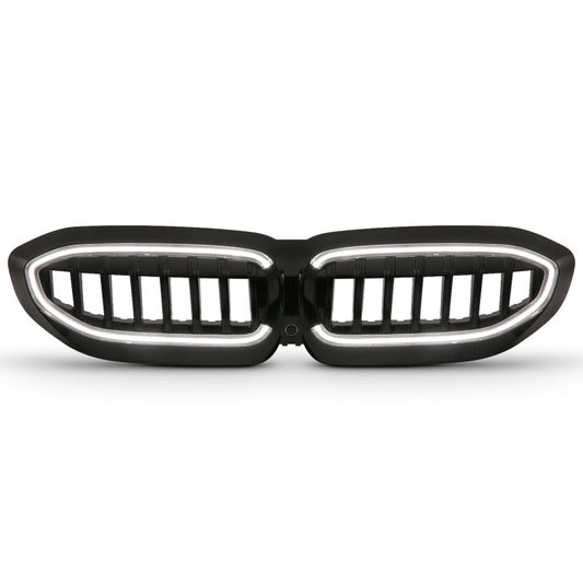 ANZO 19-22 BMW 3 Series Black Housing Full LED Front Grille w/ Initiation & Running Light 901027