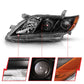 ANZO 2007-2011 Toyota Camry Projector Headlight Black Amber 121539