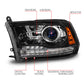 ANZO 09-18 Dodge 1500-3500 LED Plank Style Headlights w/Switchback+Sequential Hyper Black (OE Style) 111608