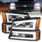 ANZO 2003-2006 Chevrolet Silverado 1500 Crystal Headlights w/ Light Bar Black Housing 111501