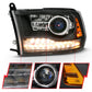 ANZO 2009-2018 Dodge Ram 1500 Projector Headlights Plank Style Halo w/Switchback Matte Black 111489