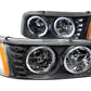 Anzo 1999-2006 Gmc Sierra 1500 Crystal Headlights w/ Halo and LED Black