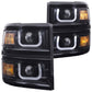 Anzo 2014-2015 Chevrolet Silverado Projector Headlights w/ U-Bar Black w/ B