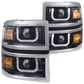 Anzo 2014-2015 Chevrolet Silverado Projector Headlights w/ U-Bar Black w/ C