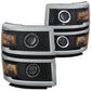 Anzo 2014-2015 Chevrolet Silverado Projector Headlights w/ Halo Black Clear