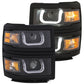 Anzo 14+ Chevy 1500 Projector Headlights W/ U-Bar Switchback Black W/ Amber