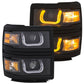 Anzo 14+ Chevy 1500 Projector Headlights W/ U-Bar Switchback Black W/ Amber
