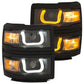 Anzo 14+ Chevy 1500 Projector Headlights W/ U-Bar Switchback Black W/ Amber