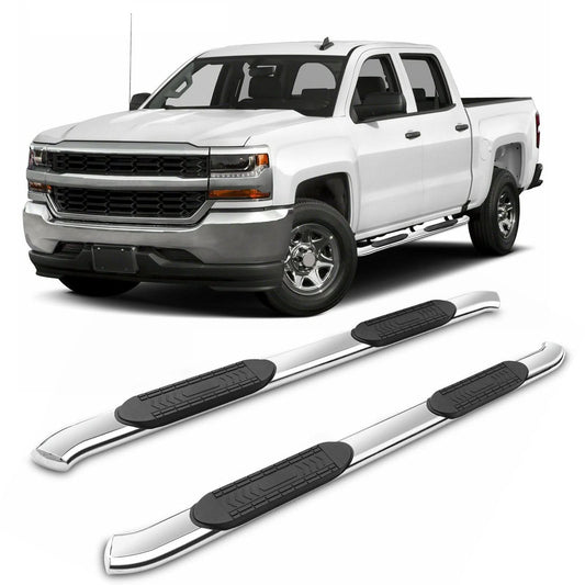 2007-2018 Chevy Silverado Crew Cab 5" Oval Running Board Stainless