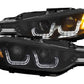Anzo 2012-2015 BMW 3 Series Projector Headlights w/U-Bar Black HID Compat.