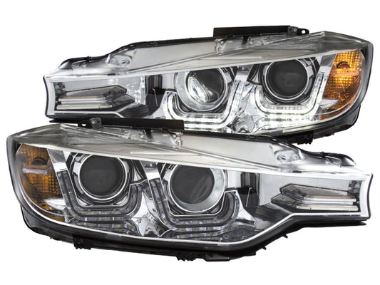 Anzo 2012-2015 BMW 3 Series Projector Headlights w/ U-Bar Chrome HID Compa
