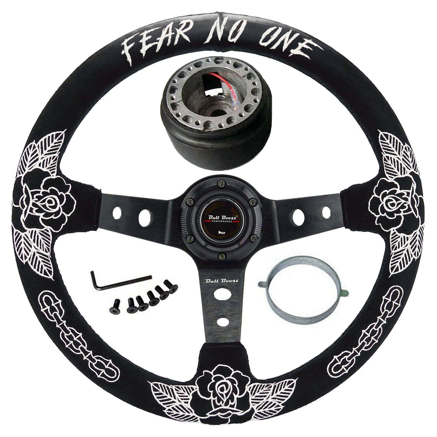 BW Rose Steering Wheel + Hub Adapter Kit For 96-06 Civic Prelude, S2000, Accord, RSX