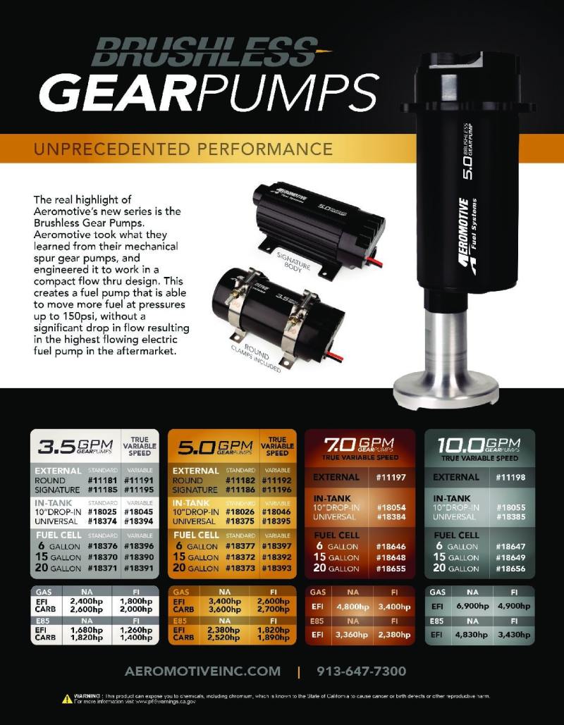Aeromotive TVS Fuel Pump -In-Tank - Universal - BL Spur Gear 10.0 18385