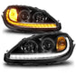 ANZO 05-13 Chevrolet Corvette Projector Headlights w/switchback & Sequential LED - Black Amber 121571