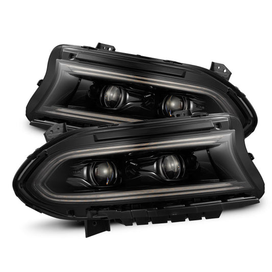 AlphaRex 15-23 Dodge Charger LUXX LED Proj Headlights Alpha-Black w/Actv Light & Seq.Sig / SB DRL 880579 *Discontinued