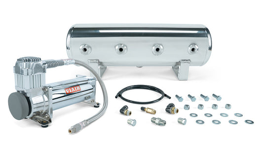 Air Lift 2.5 Gal. Polished Tank w/ Viair 444c Chrome Compressor (Incl. Fittings & Mounting Hardware) 27801
