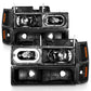 ANZO 88-98 Chevrolet C1500 Crystal Headlights Black Housing w/ Signal and Side Marker Lights 111507