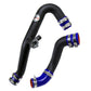 HPS Performance HPS Intercooler Hot Charge Pipe and Cold Side with Blue Hoses 15-17 Ford Mustang Ecoboost 2.3L Turbo, Black